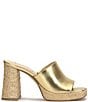 Color:Metallic Gold - Image 2 - Kashet Leather Raffia Heel Platform Sandals