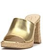 Color:Metallic Gold - Image 5 - Kashet Leather Raffia Heel Platform Sandals