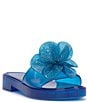 Color:Amalfi Blue - Image 1 - Kerah Rhinestone Flower Platform Jelly Slides