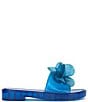 Color:Amalfi Blue - Image 2 - Kerah Rhinestone Flower Platform Jelly Slides