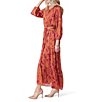 Color:Glazed Ginger - Image 3 - Kezia Floral Print Tie Waist Cut Out Maxi Dress