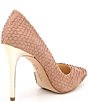 Color:Dusty Mauve - Image 2 - Lucina Snake Embossed Iridescent Heel Pumps