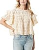 Color:Parchment - Image 1 - Maja Eyelet Short Sleeve Woven Top