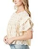 Color:Parchment - Image 3 - Maja Eyelet Short Sleeve Woven Top