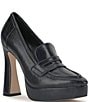 Jessica Simpson Nanelie Crinkle Leather Block Heel Platform Loafer Pumps - Image 1
