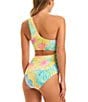 Color:Multi - Image 2 - Pastel Shores Printed One Shoulder Cut-Out One Piece Swimsuit
