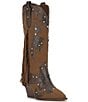 Jessica Simpson Piarin Snake Embossed Stud Fringe Western Boots - Image 1