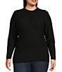 Color:Black - Image 1 - Plus Size Adena Cable Knit Mock Neck Sweater