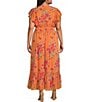 Color:Autumn Sunset - Image 2 - Plus Size Althea Floral Print Angel Sleeve Maxi Dress