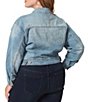 Color:Into The Blues - Image 2 - Plus Size Austin Embellished Long Sleeve Denim Jacket
