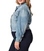 Color:Into The Blues - Image 3 - Plus Size Austin Embellished Long Sleeve Denim Jacket