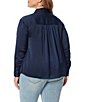 Color:Navy Blazer - Image 2 - Plus Size Bodie Long Sleeve Button Front Satin Blouse