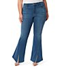 Color:High Dive - Image 1 - Plus Size Charmed Fitted Split Front Hem Flared Denim Jeans