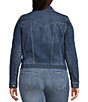 Color:Mercer - Image 2 - Plus Size Classic Pixie Long Sleeve Point Collar Denim Jacket