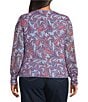 Color:Ultramarine-Solita - Image 2 - Plus Size Elia Paisley Print V-Neck Blouson Sleeve Corset Top