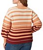Color:Sand Stone - Image 2 - Plus Size Elmira Stripe Print V-Neck Long Sleeve Pullover Sweater