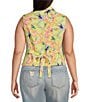 Color:Almost Apricot/Candy Hibiscus - Image 2 - Plus Size Embla Notch Collar Sleeveless Printed Vest
