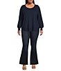 Color:Flawless - Image 3 - Plus Size High Rise Pull-On Flare Jeans