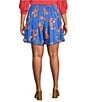 Color:Regatta/Happy Floret - Image 2 - Plus Size Leilani Floral Pleated Coordinating Pull-On Shorts