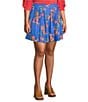 Color:Regatta/Happy Floret - Image 3 - Plus Size Leilani Floral Pleated Coordinating Pull-On Shorts