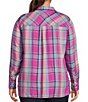 Color:Radiant Orchid - Image 2 - Plus Size Petunia Checkered Plaid Print Button-Up Shirt