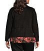 Color:Black - Image 2 - Plus Size Romy Faux Suede Shawl Collar Open-Front Jacket