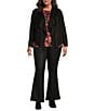 Color:Black - Image 3 - Plus Size Romy Faux Suede Shawl Collar Open-Front Jacket