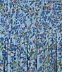 Color:Dusk Blue/Decorative Blossoms - Image 3 - Plus Size Simona Floral Print Square Neck Smocked 3/4 Elbow Sleeve Pleated Midi Dress