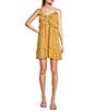 Color:Butterscotch - Image 1 - Floral Print Ruffle Trim A-Line Mini Dress