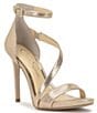 Jessica Simpson Rayli Metallic Ankle Wrap Stiletto Dress Sandals - Image 1
