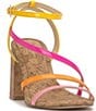Color:Bubble Gum - Image 1 - Reyvin Colorblock Strappy Block Heel Sandals
