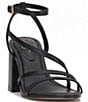 Color:Black - Image 1 - Reyvin Leather Strappy Block Heel Sandals