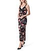 Color:Black - Image 1 - Roslyan Floral Printed Side Slit Slip Dress