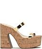 Color:Gold - Image 2 - Samhita Metallic Strap Cork Platform Sandals