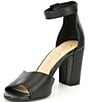 Color:Black Leather - Image 4 - Sherron Leather Ankle Strap Block Heel Sandals