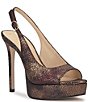 Jessica Simpson Sibilla Embossed Slingback Peep Toe Platform Pumps - Image 1