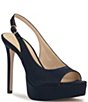 Jessica Simpson Sibilla Sateen Slingback Peep Toe Platform Pumps - Image 1