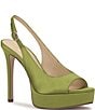 Jessica Simpson Sibilla Satin Slingback Peep Toe Platform Pumps - Image 1