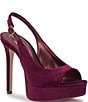 Jessica Simpson Sibilla Velvet Slingback Peep Toe Platform Pumps - Image 1