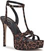 Jessica Simpson Sippete Leopard Print T-Strap Platform Dress Sandals - Image 1