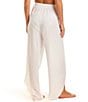 Color:White - Image 2 - Solid Tie Waist Beach Swim Cover-Up Pant