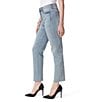Color:Into The Blues - Image 3 - Spotlight High Rise Frayed Hem Straight Jeans