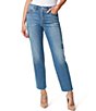 Color:Get On With It - Image 1 - Spotlight High Rise Raw Hem Straight Jeans