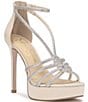 Color:Off White - Image 1 - Suvrie Satin Strappy Rhinestone Platform Dress Sandals