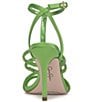 Color:Bright Green - Image 3 - Tiannah Satin Rhinestone T-Strap Dress Sandals
