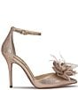 Color:Champagne - Image 2 - Winlyn2 Rhinestone Flower & Feather Stiletto Pumps