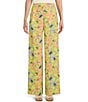 Color:Almost Apricot/Candy Hibiscus - Image 1 - Winnie High Rise Printed Wide Leg Pants