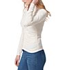 Color:Gardenia - Image 3 - Wren Long Sleeve Front Ruched Button Down Top