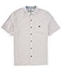 Color:Heather Grey - Image 1 - Noah Short Sleeve Linen-Blend Button-Up Shirt