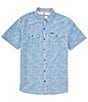 Color:Light Blue - Image 1 - Wellspoint Short Sleeve Printed Tech Woven Shirt